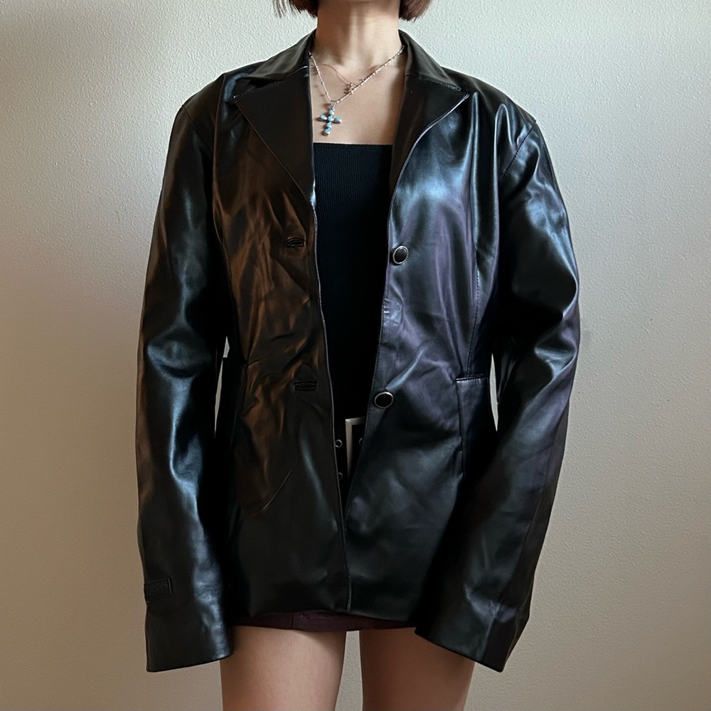 Danielle Guizio black faux leather jacket - Picture 3 of 5